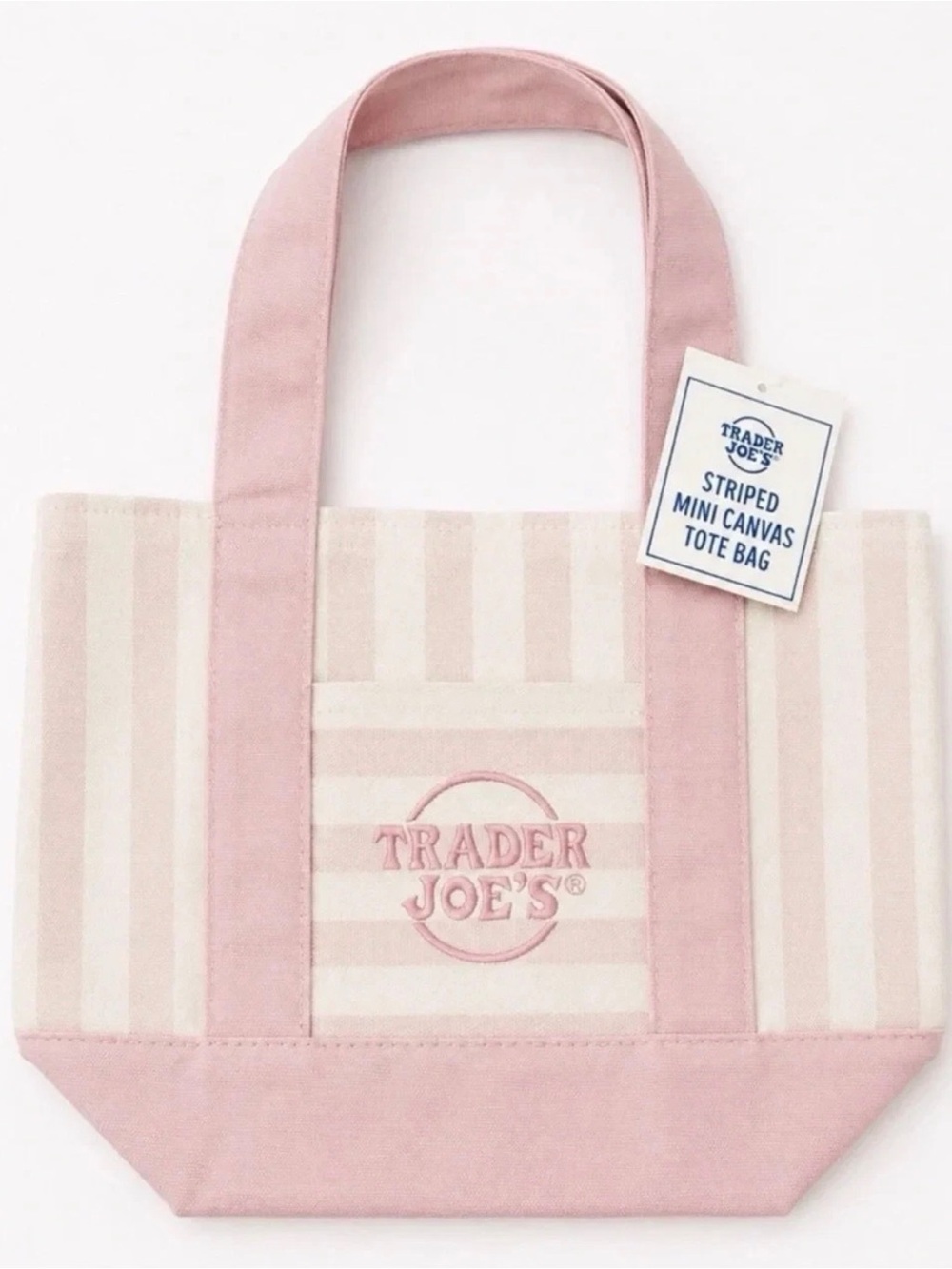 Limited Edition Trader Joe's Striped Mini Canvas Tote Bag - Pick The Color - Picture 6 of 6